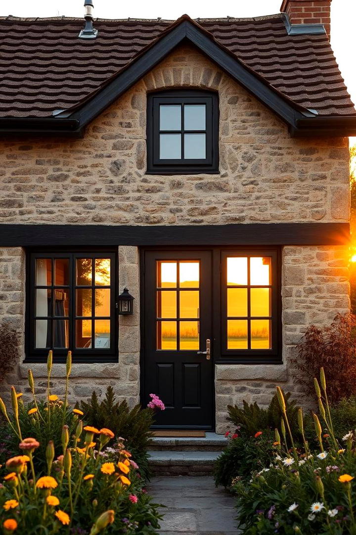 Rustic Cottage with Bold Black Windows - 30 Houses With Black Windows