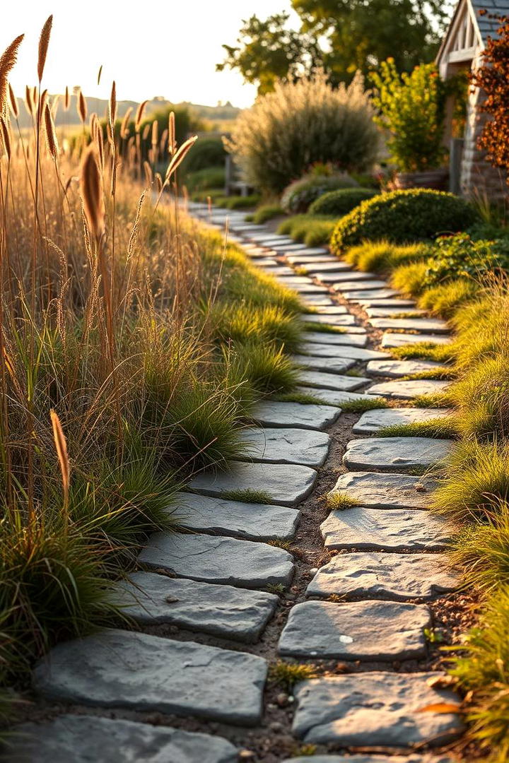 Rustic Country Flagstone Trail - 30 Flagstone Walkway Ideas