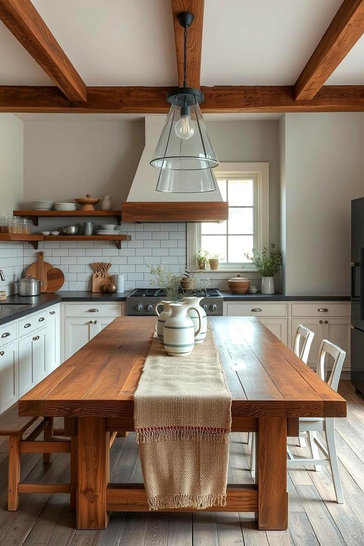 Rustic Dining Table Focus - 30 Cottage Kitchen Ideas