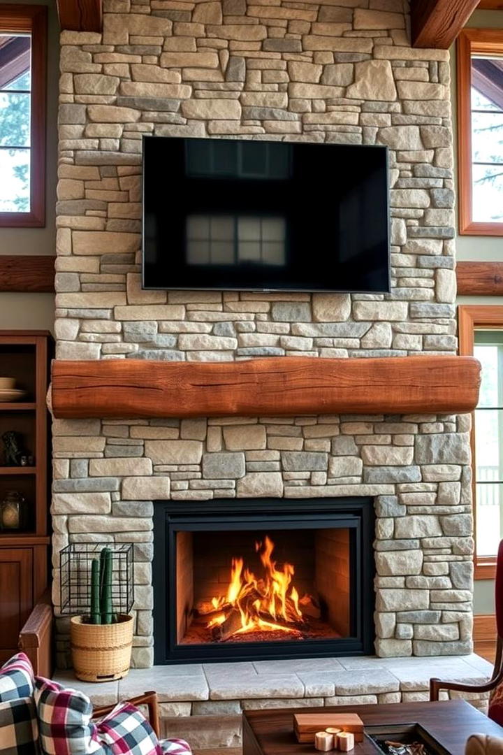 Rustic Electric Fireplace with Modern TV Integration - 30 Electric Fireplace Ideas With Tv Above