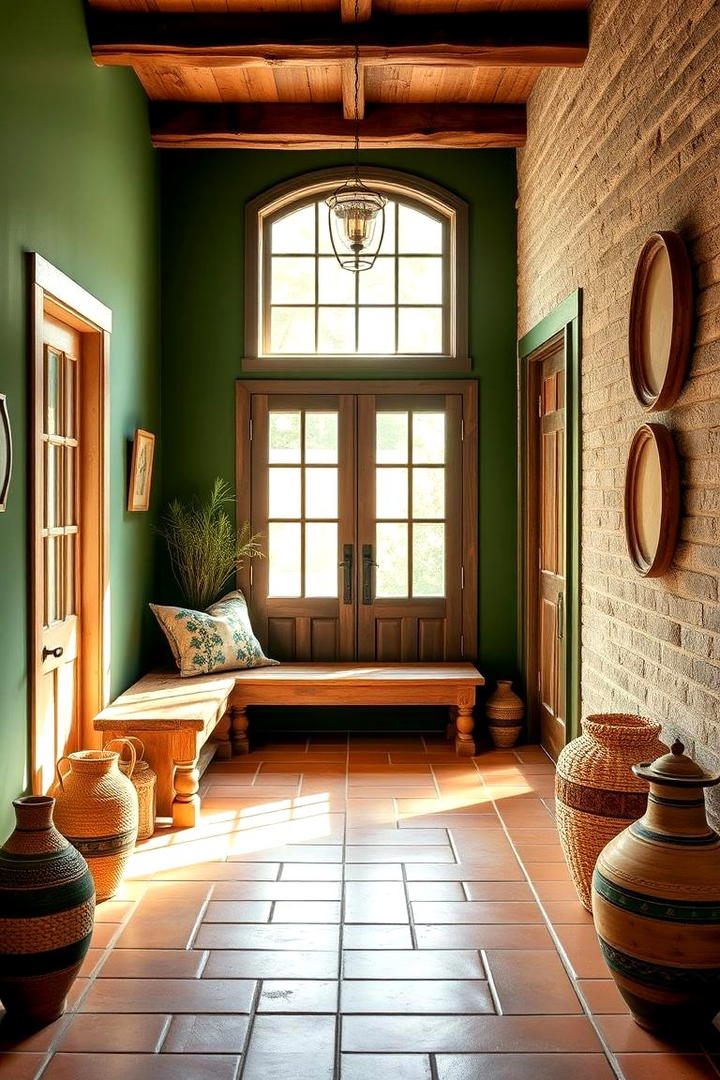 Rustic Entry Hall Green Charm - 21 Green Accent Wall Ideas