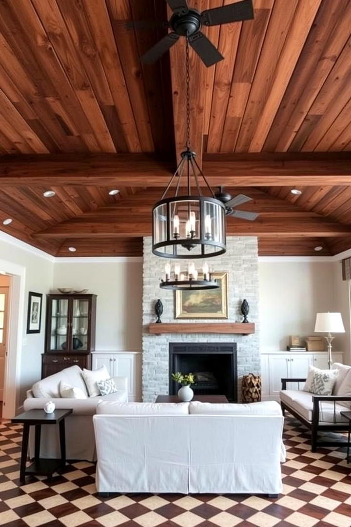 Rustic Farmhouse Charm Ceilings - 21 Living Room Ceiling Ideas