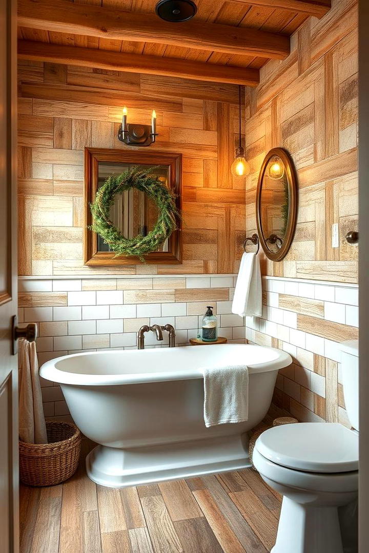 Rustic Farmhouse Charm - 21 Bathroom Wallpaper Ideas