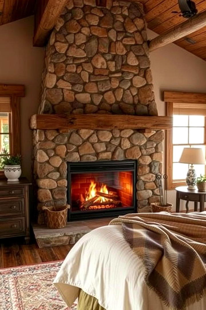 Rustic Fireplace Feature - 21 earthy bedroom ideas