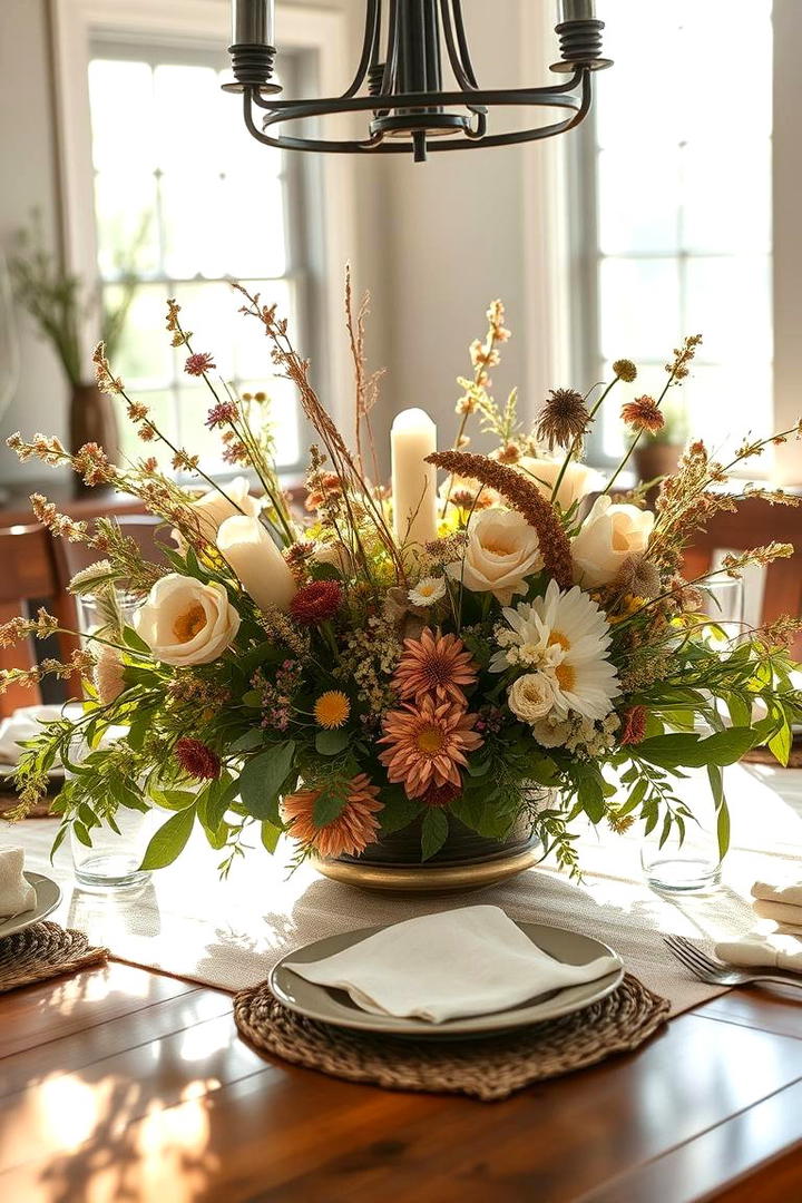 Rustic Floral Arrangement - 21 Dining Table Centerpiece Ideas