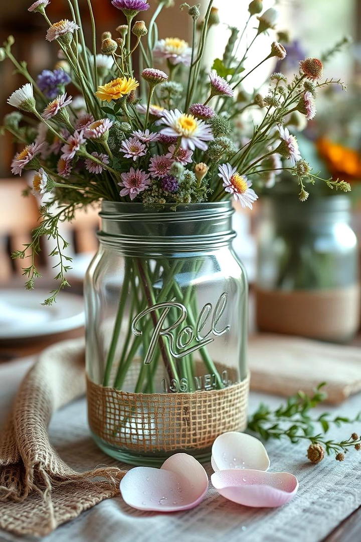 Rustic Floral Charm - 30 Mason Jar Centerpiece Ideas