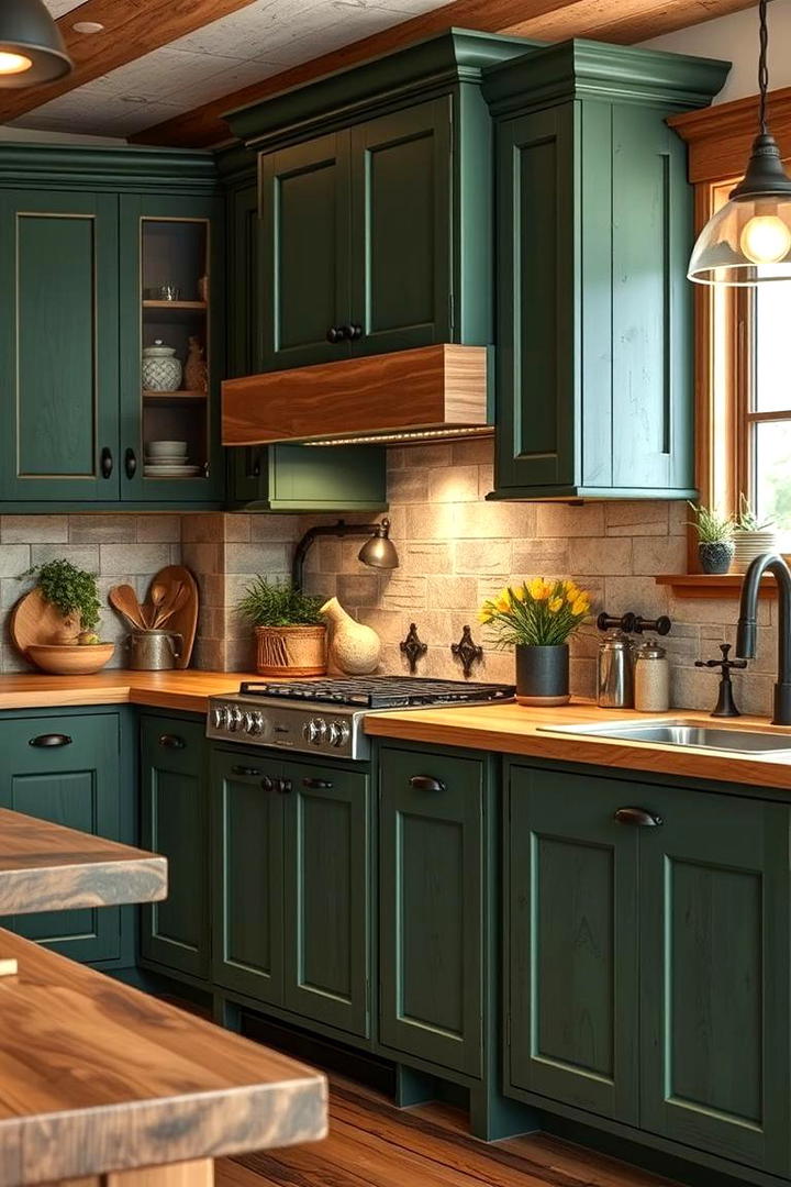 Rustic Forest Green Cabinets - 21 Green Kitchen Cabinet Ideas