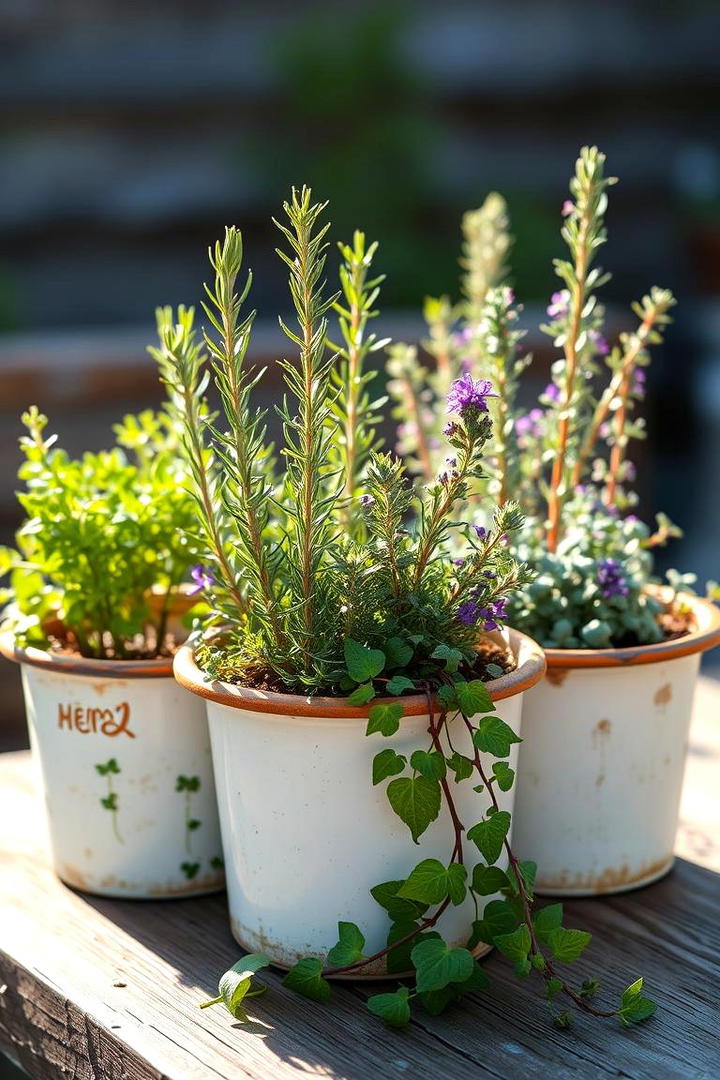 Rustic Garden Centerpiece with Potted Herbs - 30 Rustic Wedding Centerpieces