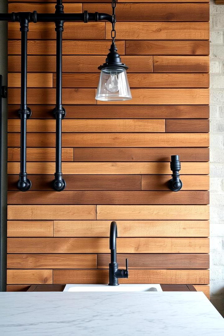 Rustic Industrial Combo - 21 Wood Slat Accent Wall Ideas