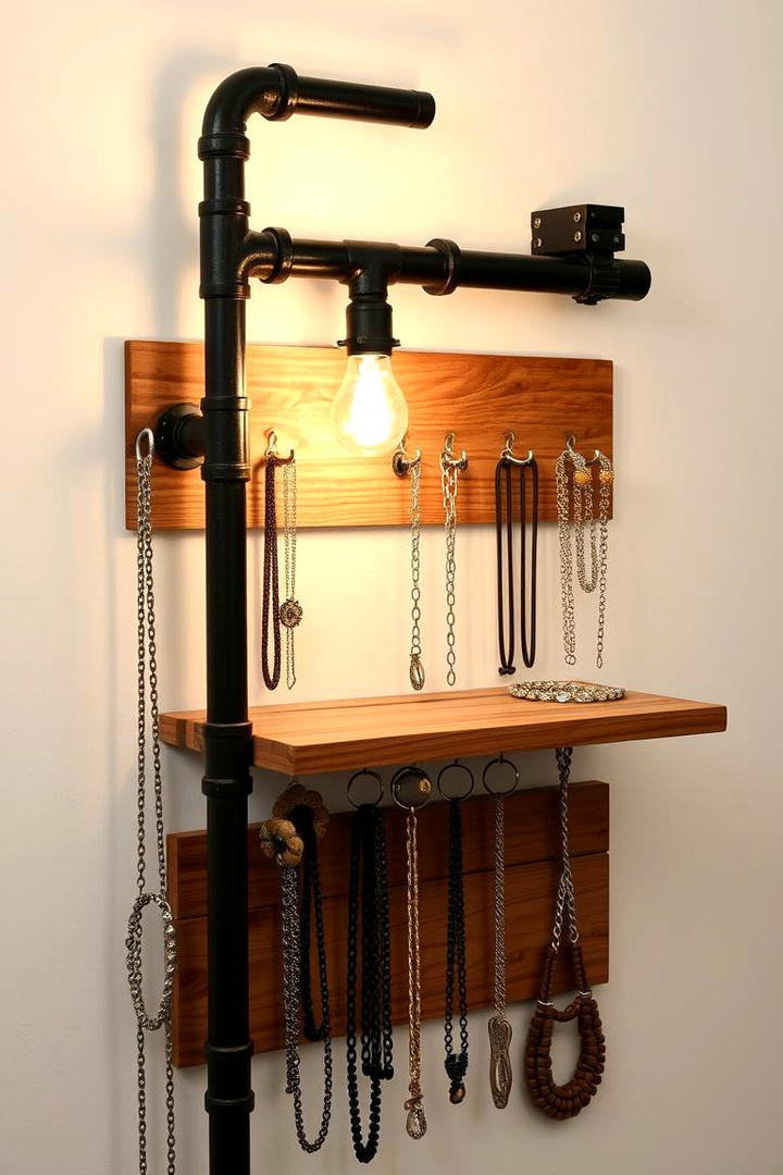 Rustic Industrial Jewelry Rack - 30 Jewelry Storage Ideastxt