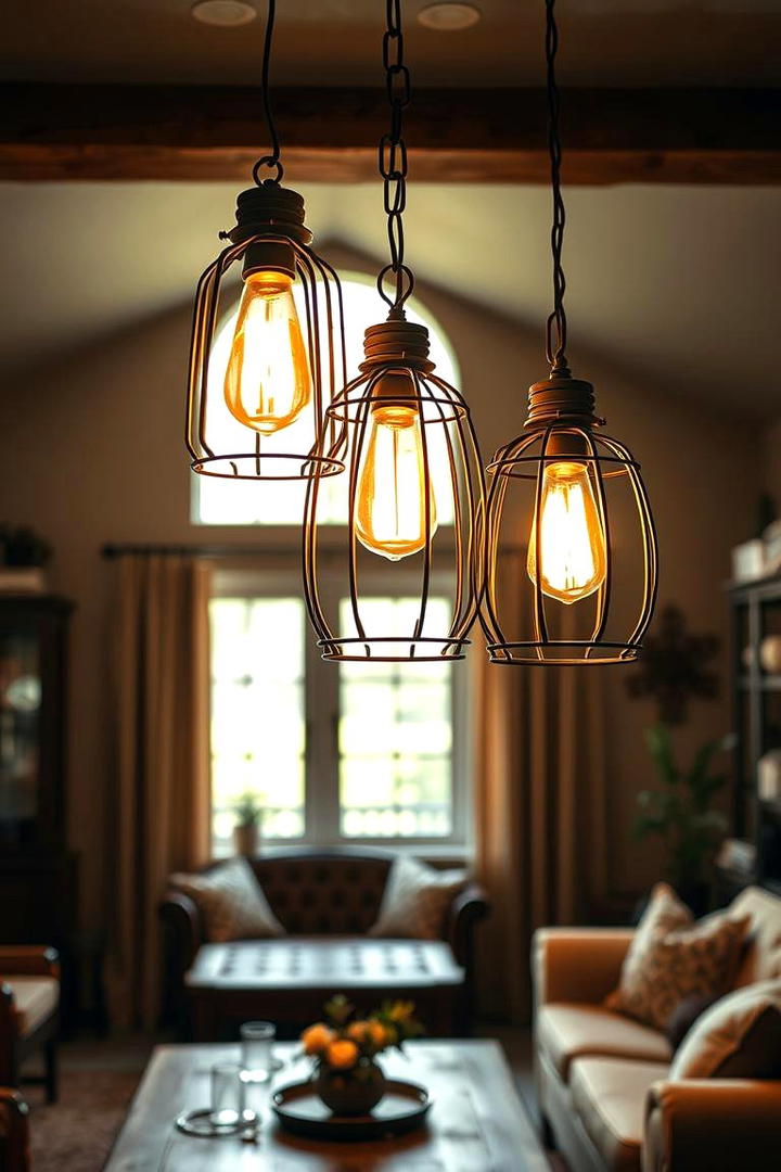 Rustic Inspired Lighting - 21 Country Living Room Ideas