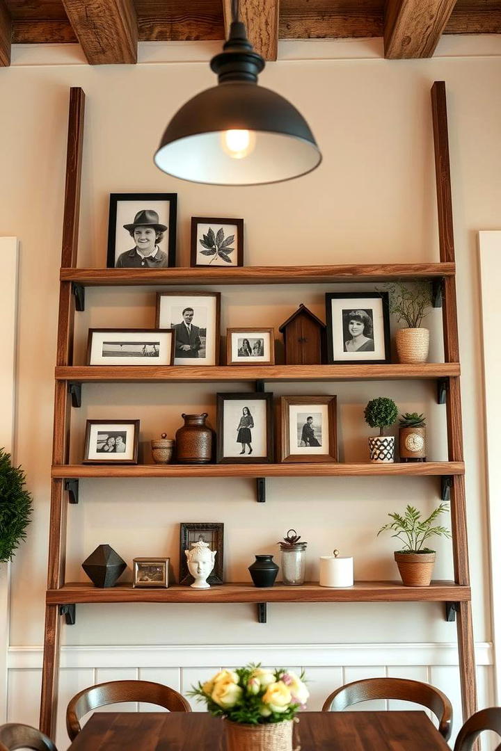 Rustic Ladder Shelf Arrangement - 21 Corner Shelf Ideas