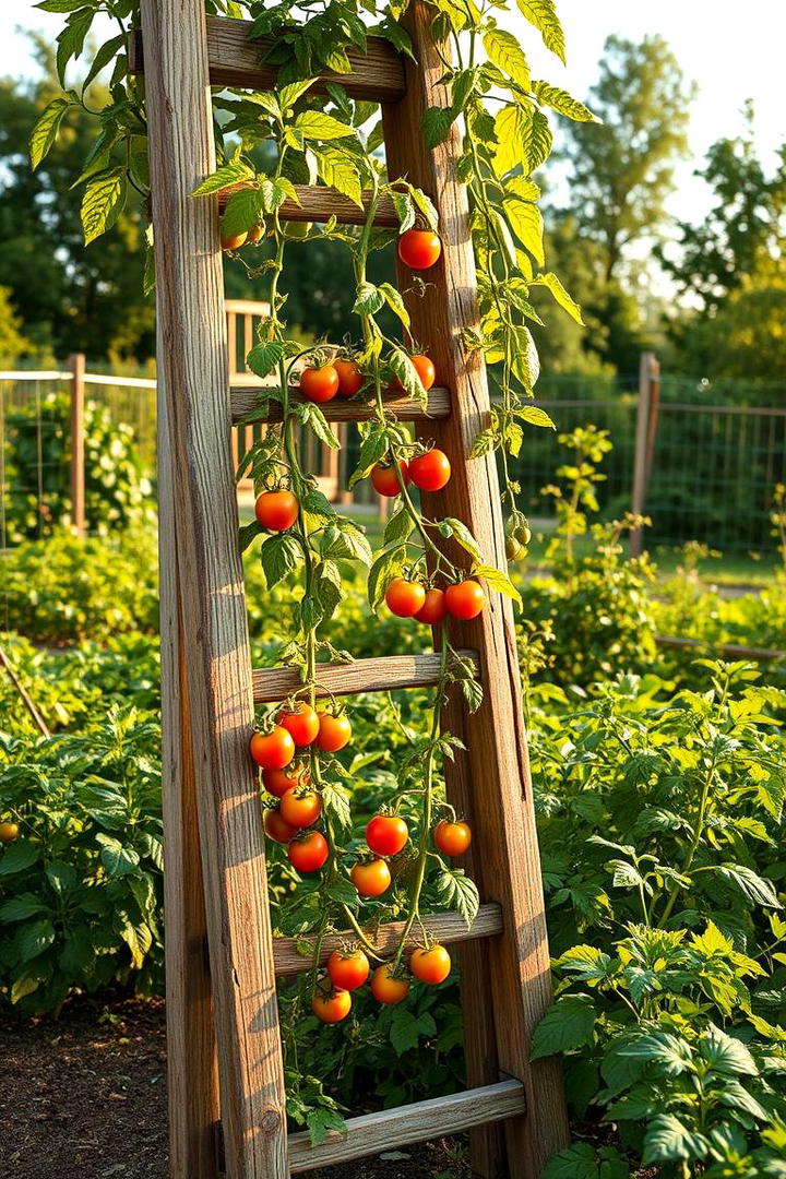 Rustic Ladder Trellis - 30 Tomato Trellis Ideas