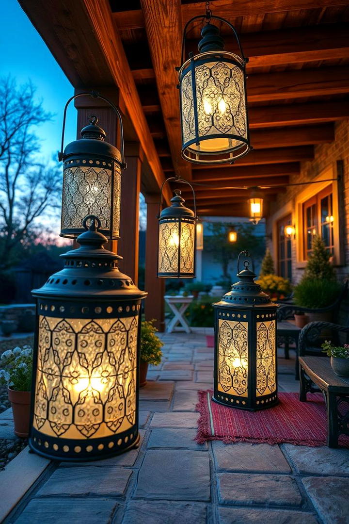 Rustic Lantern Charm - 30 Front Porch Lighting Ideas