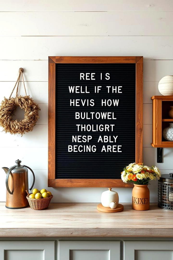 Rustic Letter Board Messaging - 21 Farmhouse Wall Decor Ideas