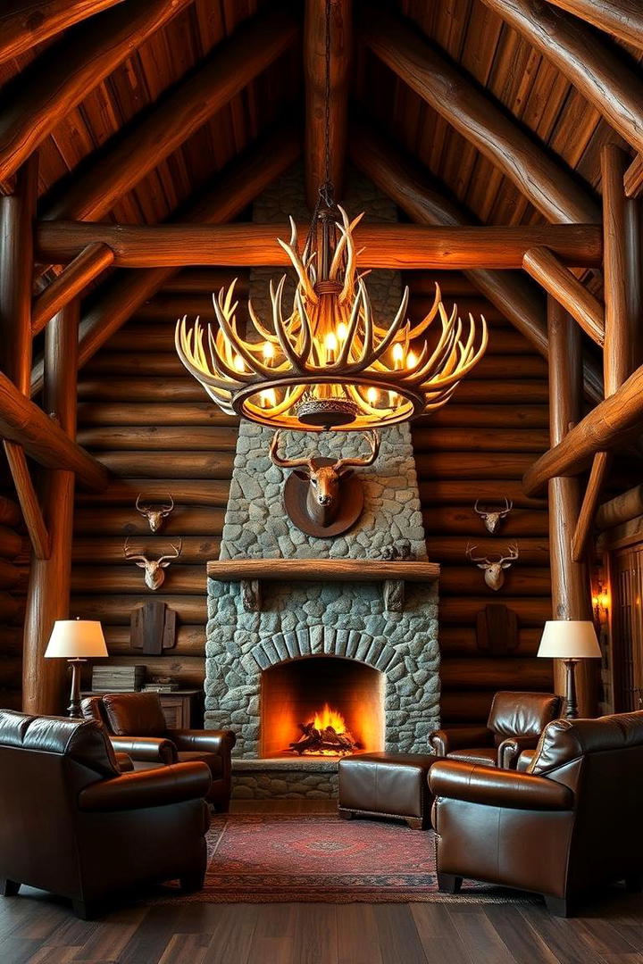 Rustic Log Cabin Ambience - 30 Hunting Trophy Room Ideas