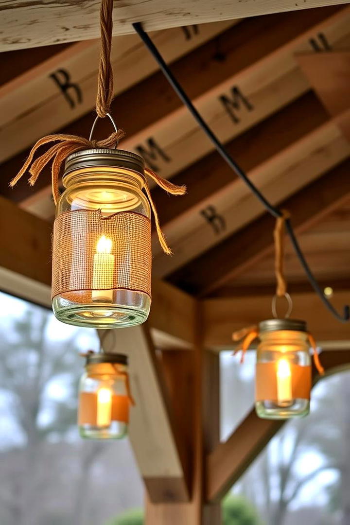 Rustic Mason Jar Lanterns - 30 Gazebo Lighting Ideas