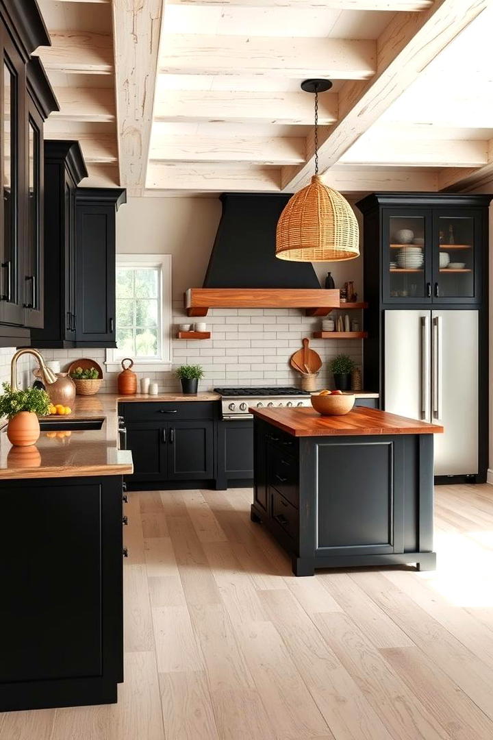 Rustic Modern Fusion - 21 Kitchens With Black Cabinets