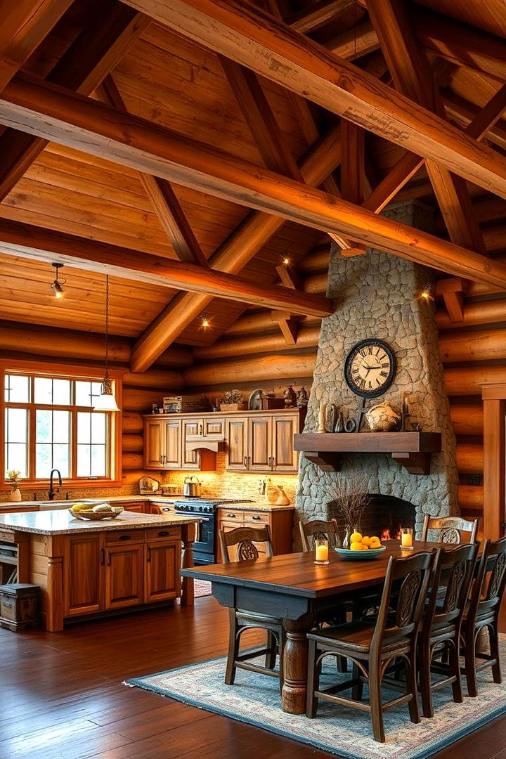 Rustic Open Plan Layout - 30 Cabin Kitchen Ideas