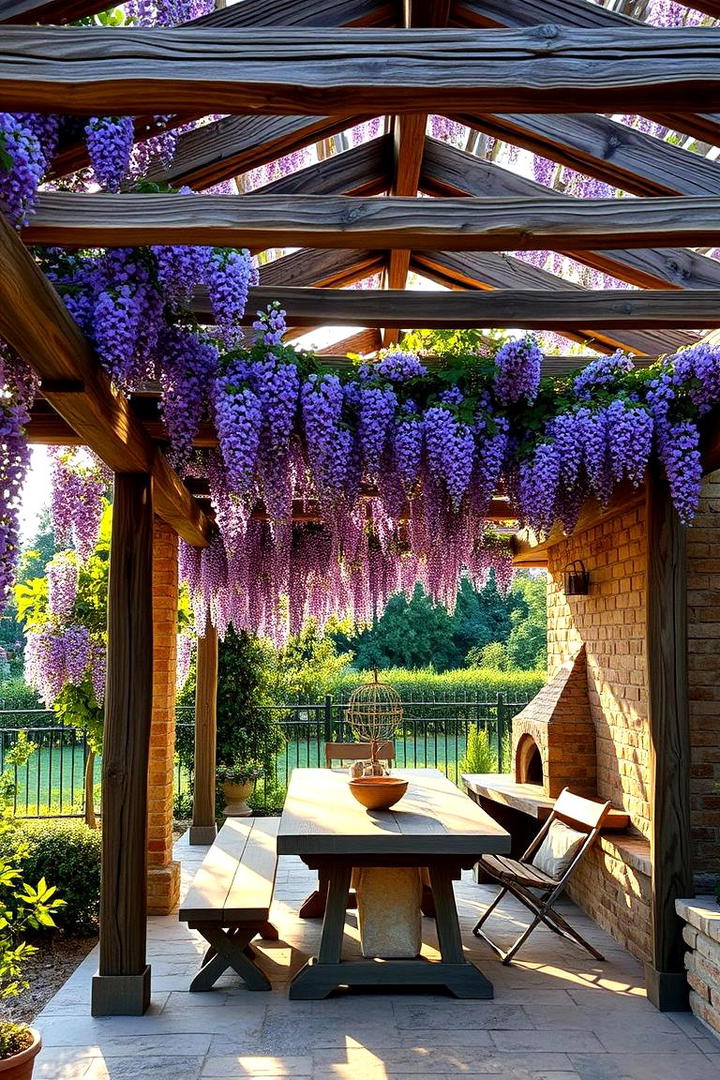 Rustic Pergola Canopy - 30 Rustic Outdoor Kitchen Ideas