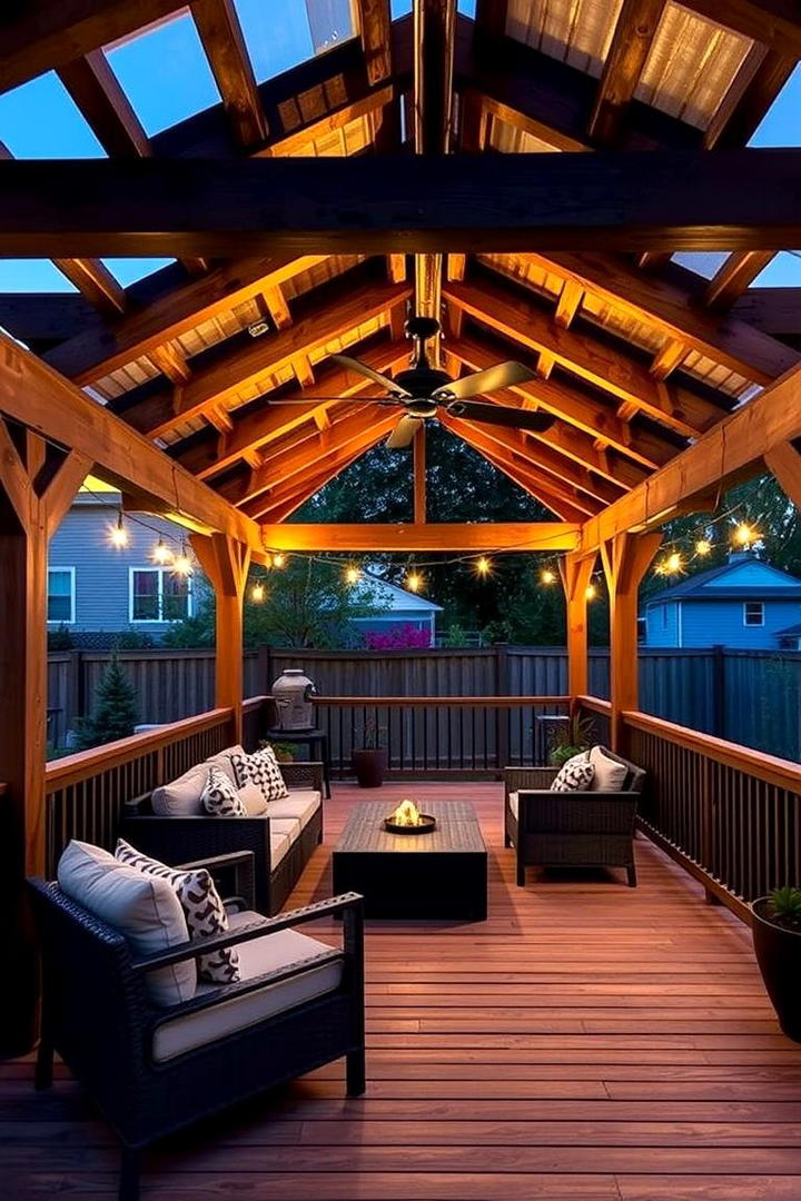 Rustic Pergola Deck with Lighting - 21 Backyard Deck Ideas