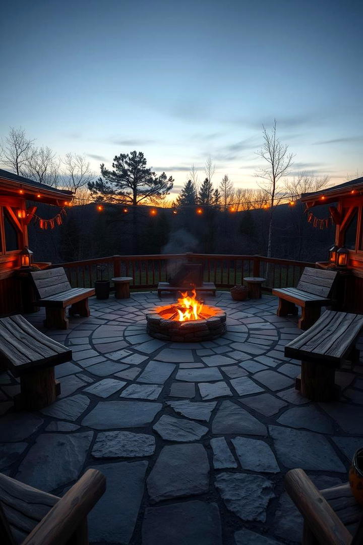 Rustic Pool Deck with Fire Pit - 21 Pool Deck Ideas