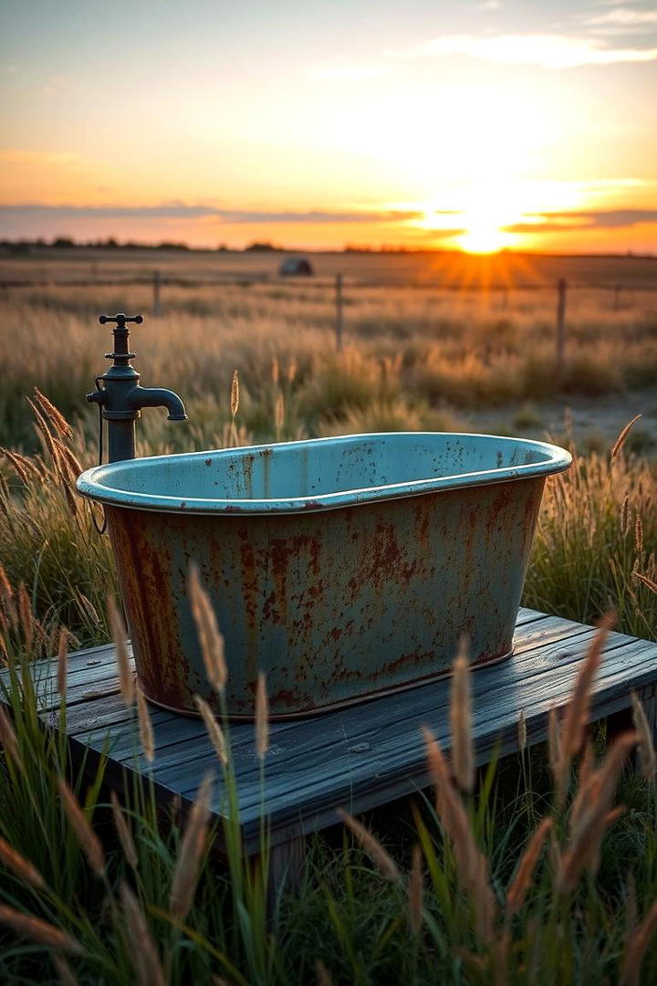 Rustic Reclaimed Bathtub - 30 Outdoor Bathtub Ideas