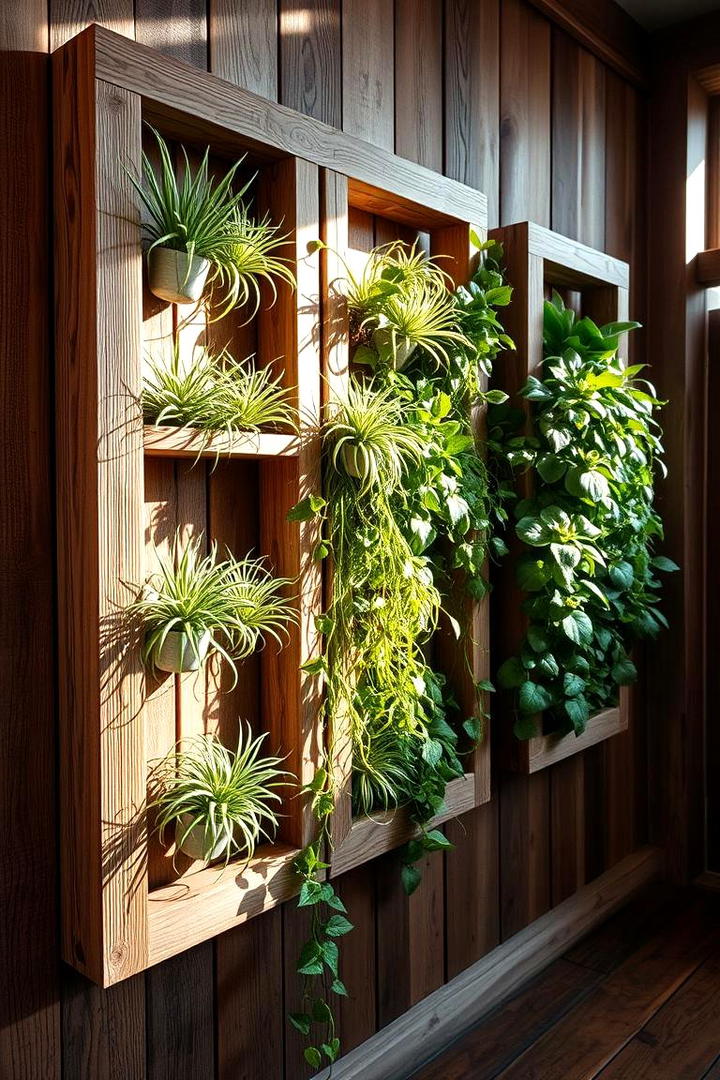 Rustic Reclaimed Wood Wall - 30 Indoor Plant Wall Ideas