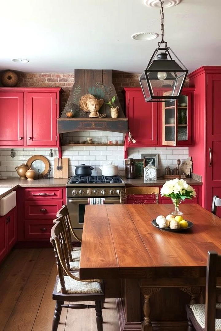 Rustic Red Farmhouse Kitchen - 17 Red Kitchens