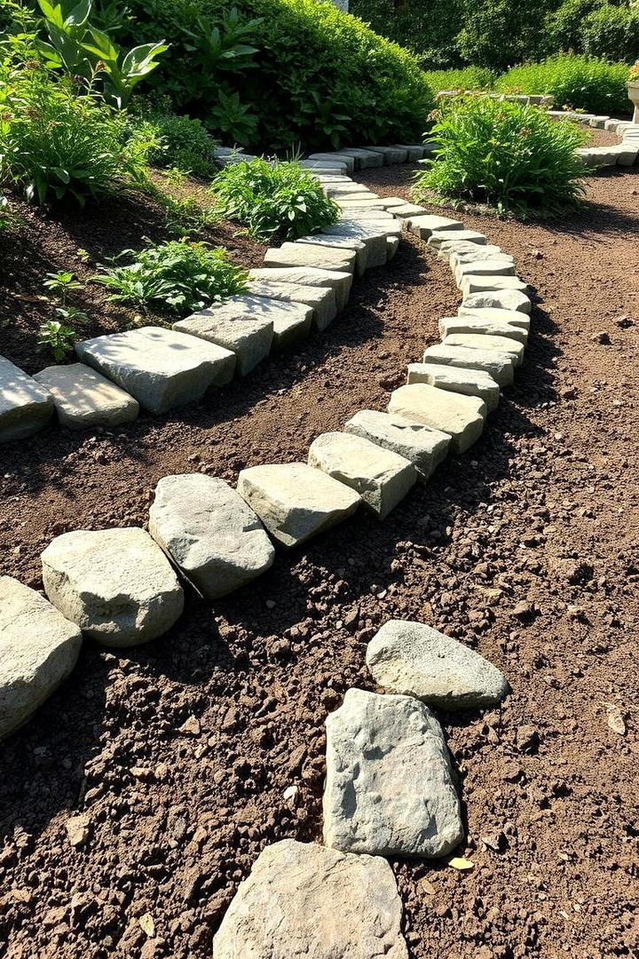 Rustic Riverbed Stone Edge - 30 Stone Garden Edging Ideas