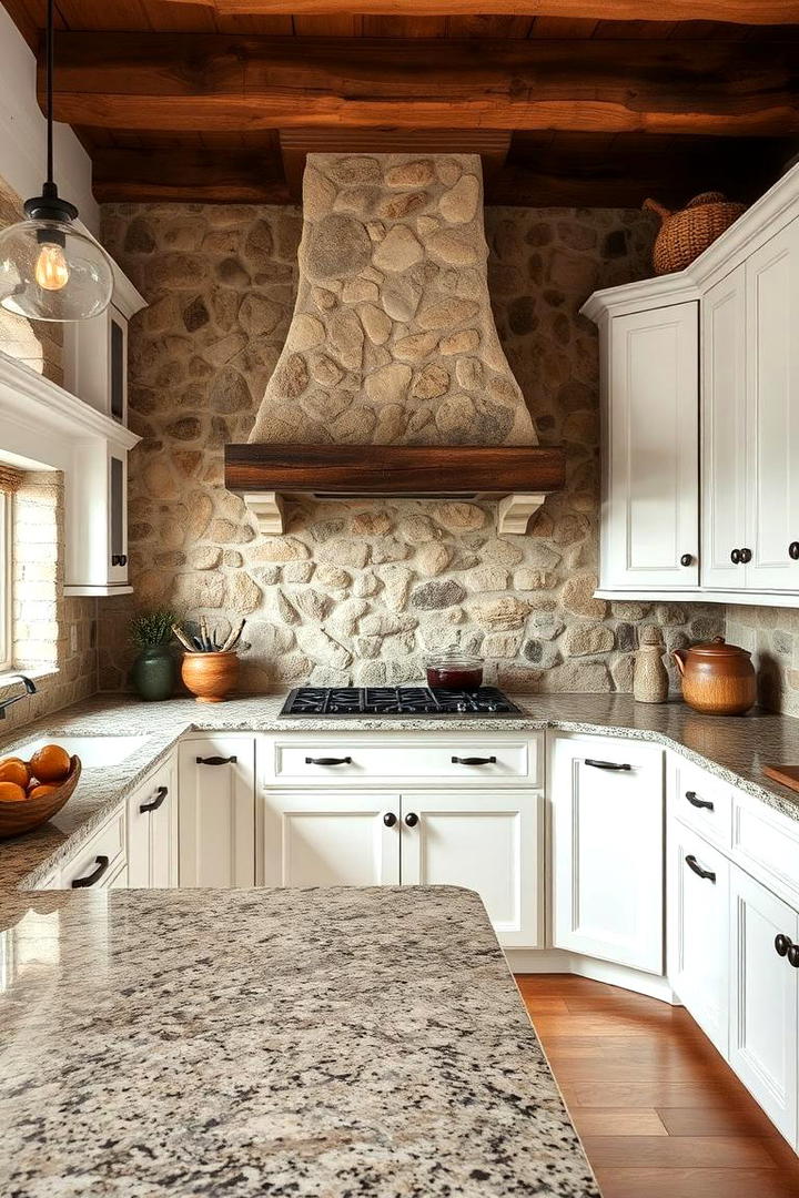 Rustic Stone Charm - 21 Backsplash Ideas for White Cabinets and Granite Countertops