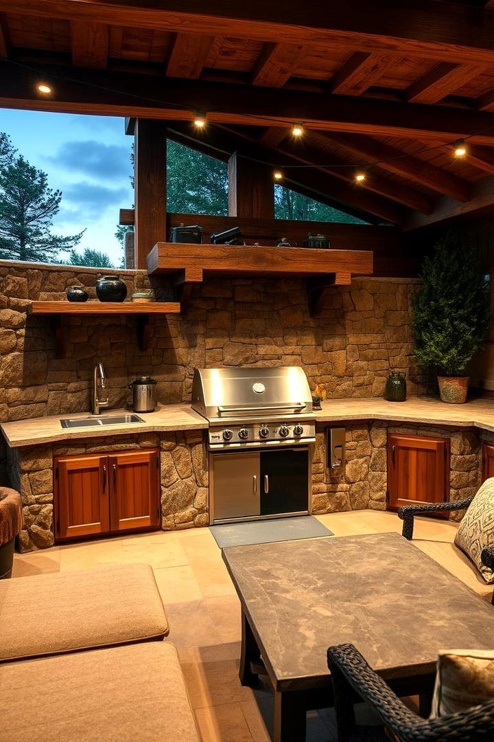 Rustic Stone Grill Oasis - 21 bbq area ideas