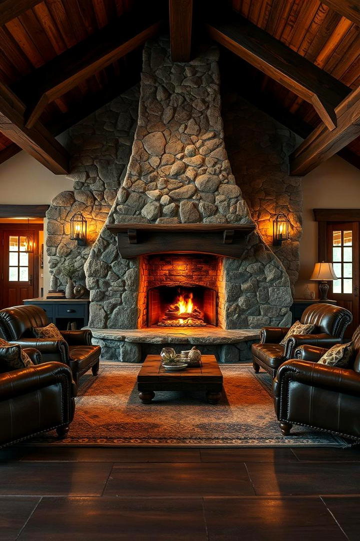 Rustic Stone Hearth - 30 Farmhouse Fireplace Ideas