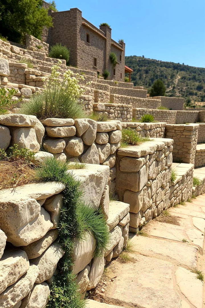 Rustic Stone Lined Terraces - 30 Tiered Garden Ideas