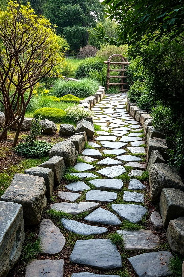 Rustic Stone Pathway - 17 Rock Walkway Ideas