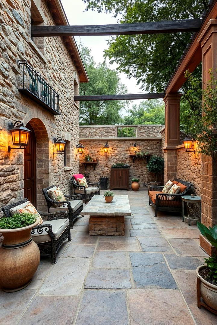 Rustic Stone Patio - 21 Backyard Patio Ideas