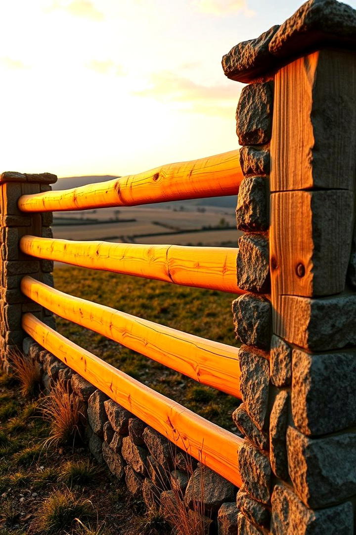 Rustic Stone and Wood Fence - 30 Cheap Privacy Fence Ideas