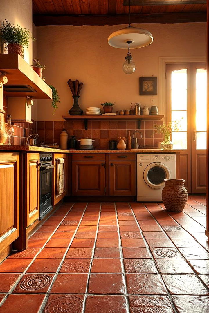 Rustic Terracotta Warmth - 21 Kitchen Floor Tile Ideas