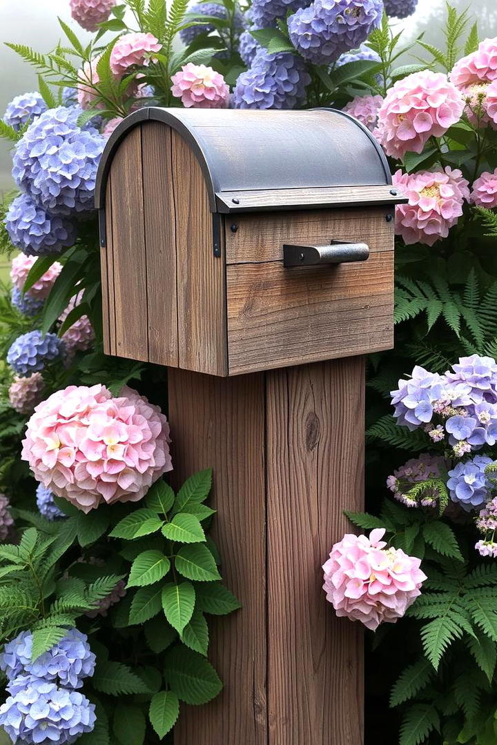 Rustic Timber Accents - 30 Mailbox Landscaping Ideas