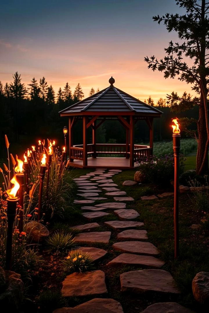 Rustic Torch Lighting - 30 Gazebo Lighting Ideas