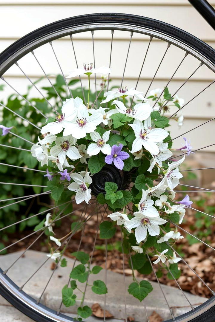 Rustic Vintage Bicycle Wheel Centerpiece - 30 Rustic Wedding Centerpieces