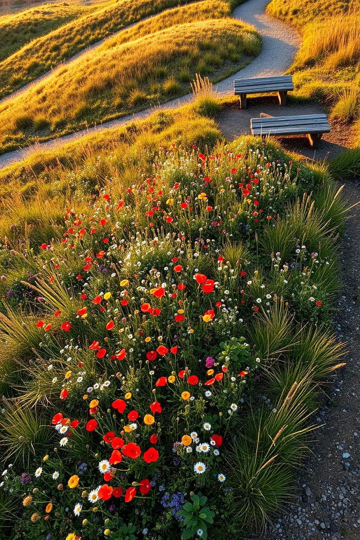 Rustic Wildflower Meadow - 30 Sloped Garden Ideas