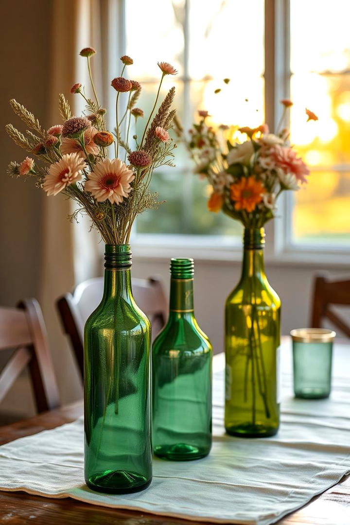 Rustic Wine Bottle Vases - 30 Rustic Wedding Centerpieces