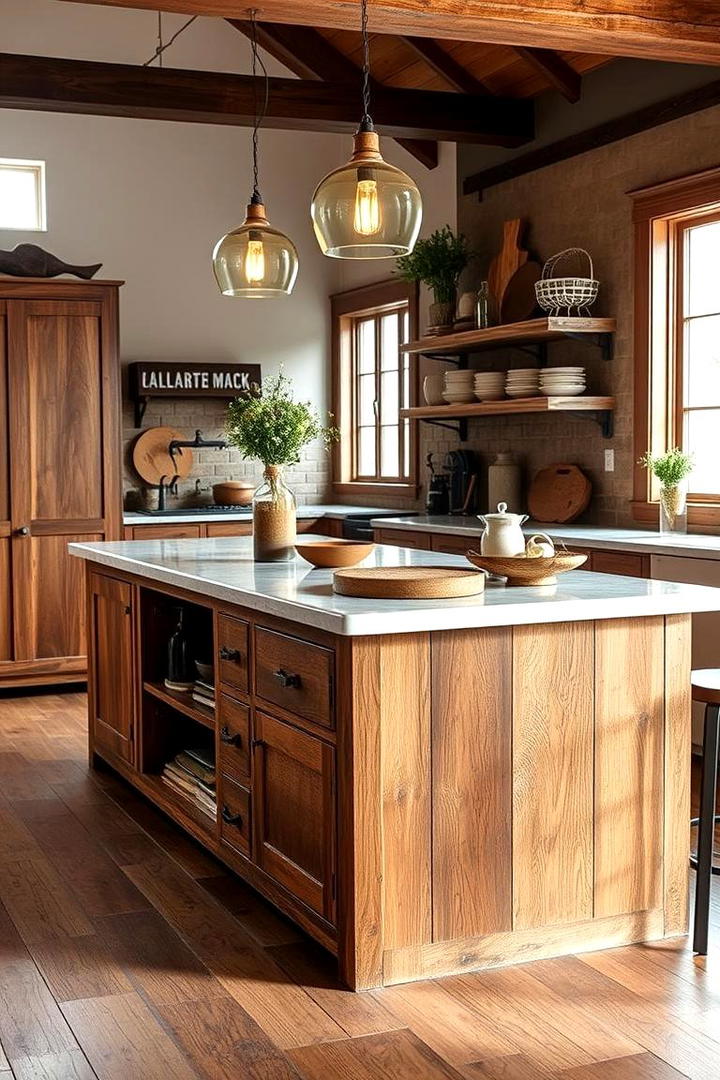 Rustic Wood Accent - 30 kitchen island decor ideas