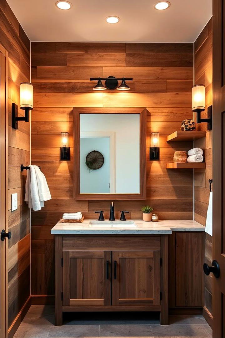 Rustic Wood Accents - 21 Modern Farmhouse Bathroom Ideas