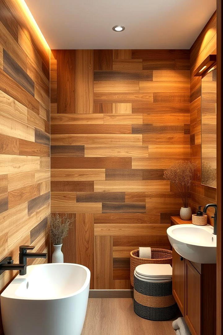 Rustic Wood Elegance - 21 Bathroom Accent Wall Ideas