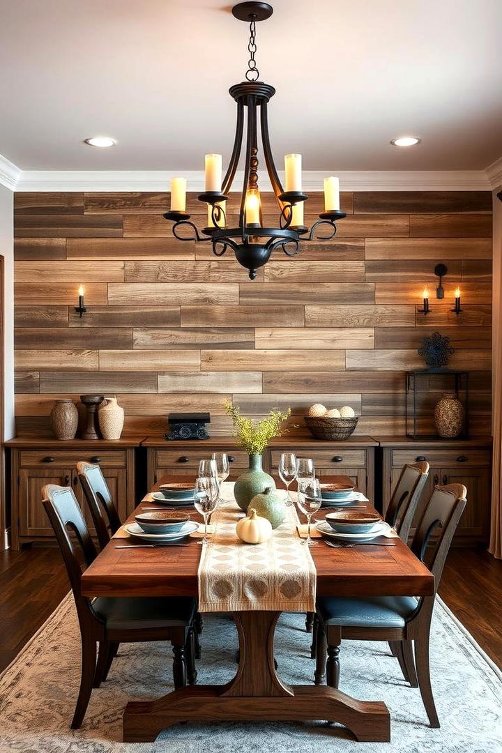 Rustic Wood Paneling - 30 Dining Room Accent Wall Ideas