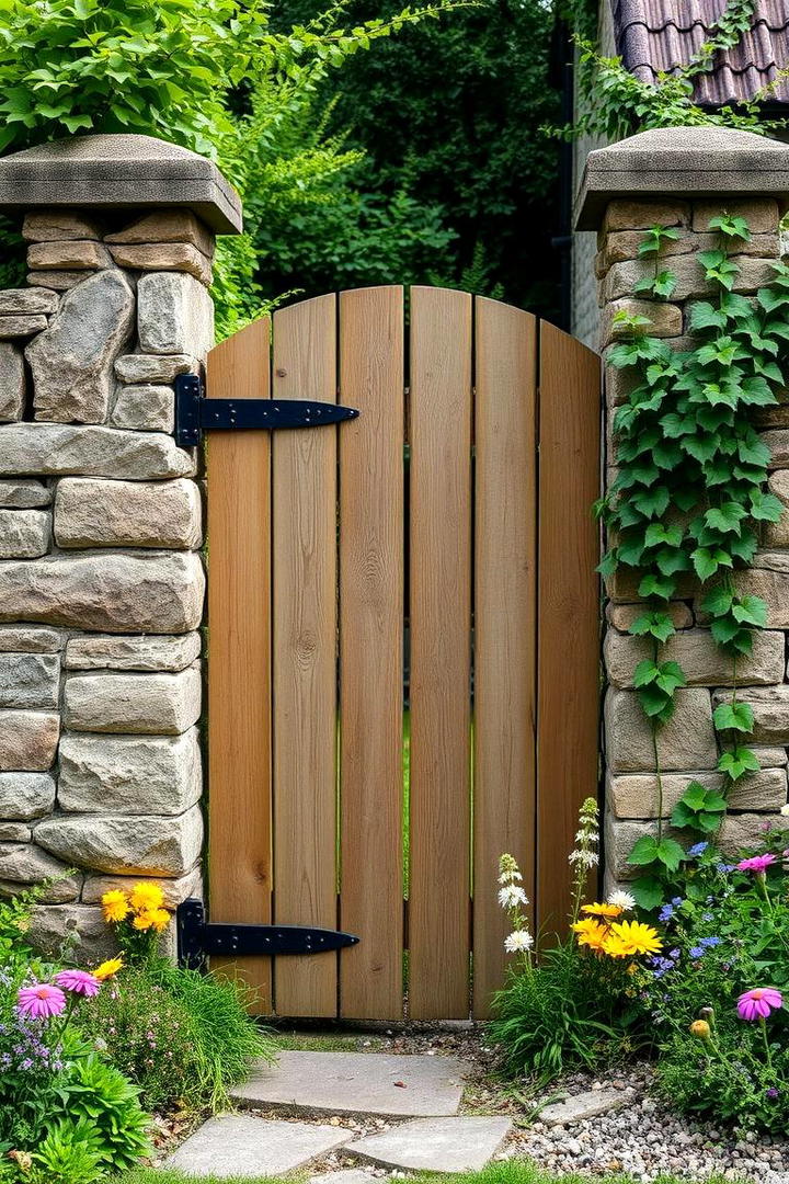 Rustic Wood and Stone Blend - 30 garden gate ideas