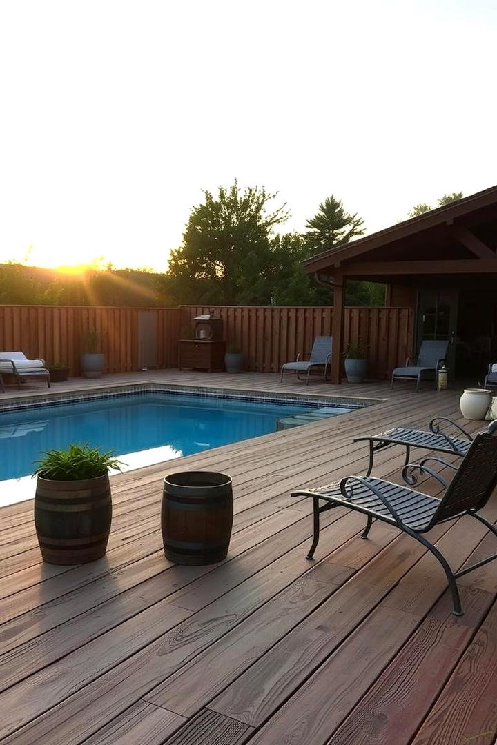 Rustic Wooden Accents - 30 Pool Landscaping Ideas