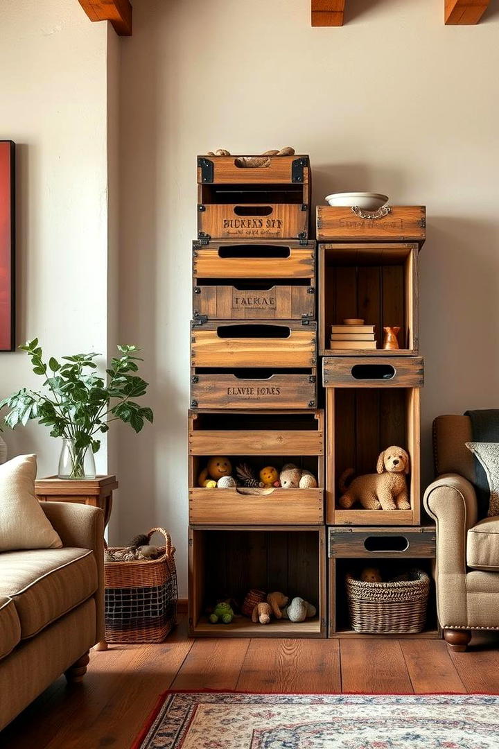 Rustic Wooden Crates - 21 Living Room Toy Storage Ideas